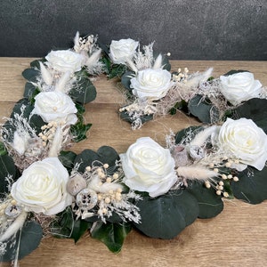 Autoschmuck Set 3 Teilig Trockenblumen Seidenblumen Kunstblumen Herz und Schleifen Autodekoration Gesteck Hochzeit Schmuck Kutsche Bild 8