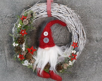 Door wreath door decoration door decoration Christmas willow wreath gnome cones star apple buttons fir ribbon modern