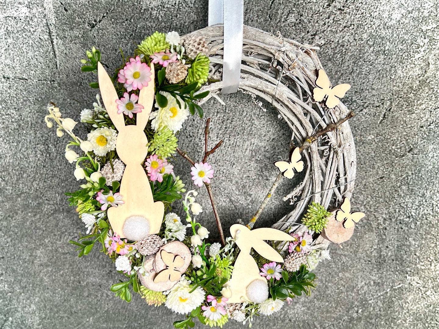 K ghirlanda di culo di coniglietto di Pasqua Decorazioni per porte Pasqua Primavera all'aperto Appeso Decorazioni pasquali per la porta di casa Corona Nuovo 2023  15