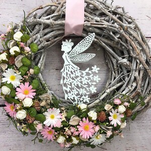 Frühlingskranz Türkranz Kirschblüten Fee – ganzjährig Seidenblumen modern – Türkranz – SarahsFlowerStudio