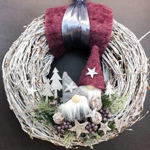 Advent door wreath door decoration door ornament Christmas wax willow wreath gnome Santa Christmas man