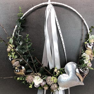 Türkranz ganzjährig Modern Türdeko Tür Schmuck Wunschgröße ganzjährig Muttertag Valentinstag Herz Boho Skelettblätter Band Filz Spitzenband