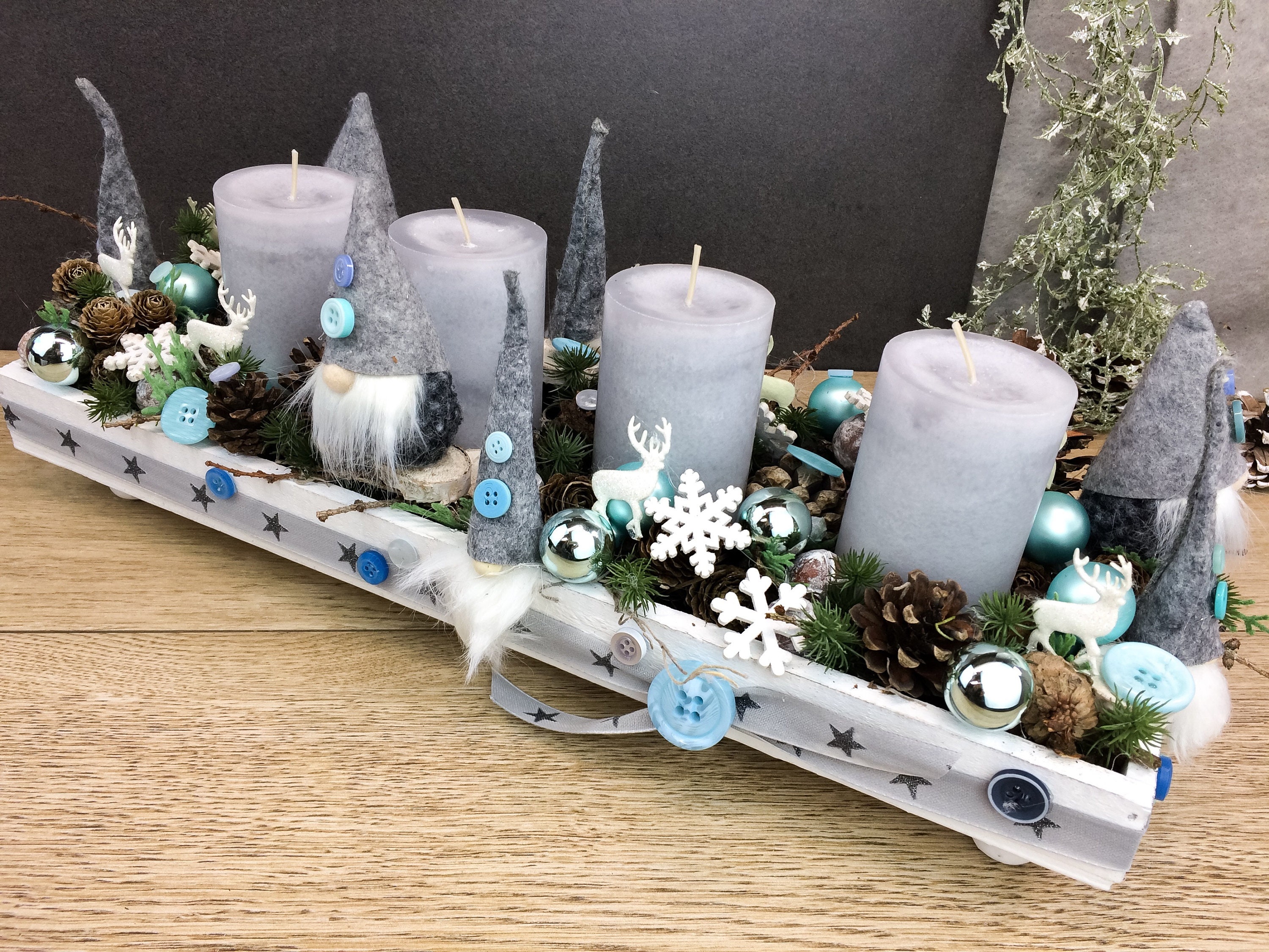 Adventskranz Adventskalender Tablett Balken Adventsgesteck mit Etsy
