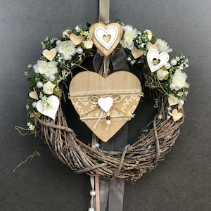 Door wreath 26 cm door decoration door ornament heart modern all year round door ornament autumn