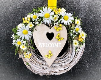 Door wreath door decoration Door decoration heart Welcome Modern all year round door jewelry butterfly autumn