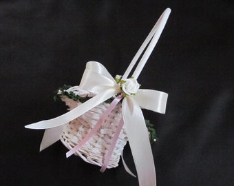 Flower girl basket 1 litter basket white flower child wedding in desired color