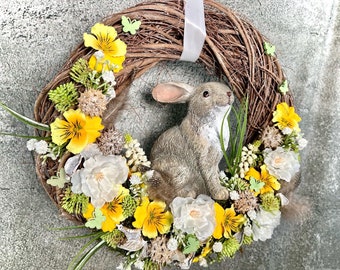 Corona de puerta Decoración de la puerta Decoración de la puerta Conejo de Pascua Conejo Joyería de conejo
