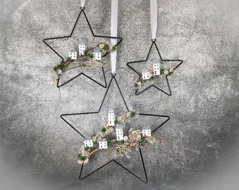 Star window decoration houses house door wreath Advent modern ring window decoration Christmas wall decoration