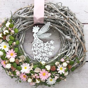 Frühlingskranz Türkranz Kirschblüten Fee – ganzjährig Seidenblumen modern – Türkranz – SarahsFlowerStudio