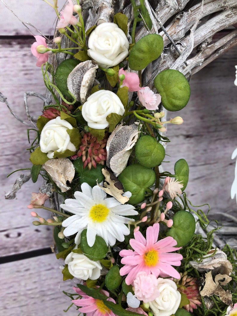 Frühlingskranz Türkranz Kirschblüten Fee – ganzjährig Seidenblumen modern – Türkranz – SarahsFlowerStudio