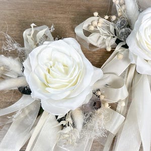 2 fiocchi per auto per specchietti laterali fiori secchi fiori di seta panca della chiesa nel colore desiderato fiocco grande decorazione rosa