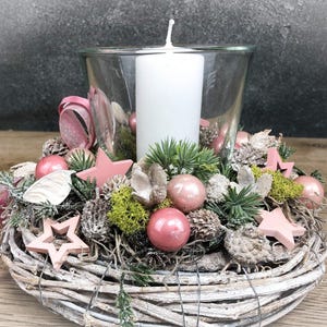 Adventsarrangement 20 cm met lantaarn en ster – klein kerstarrangement