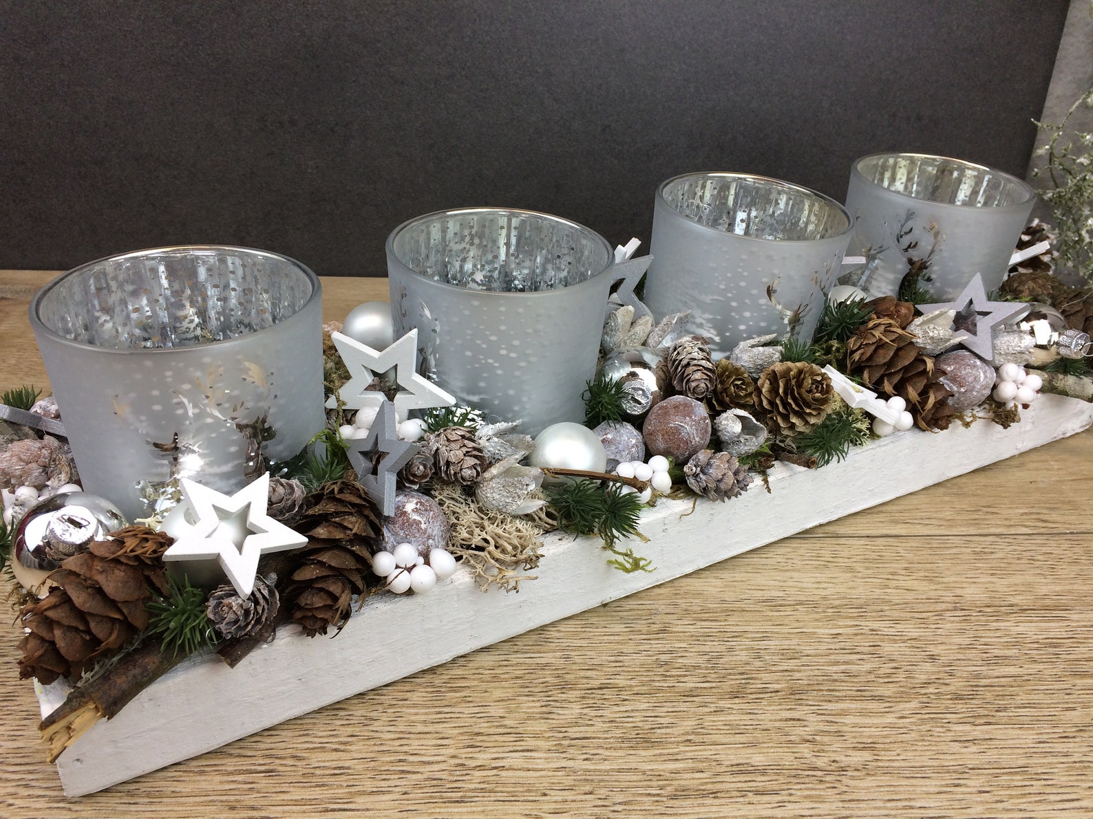 Adventskranz Adventskalender Modern Länglich Gläser Tablett in Etsy.de