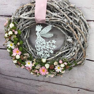 Frühlingskranz Türkranz Kirschblüten Fee – ganzjährig Seidenblumen modern – Türkranz – SarahsFlowerStudio
