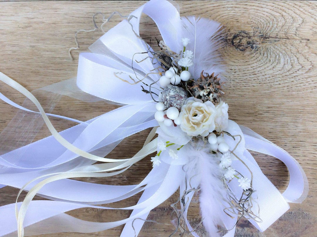 White & Ivory 25 Autoschleifen Hochzeit Antennenschleifen | Rosa & Weiß