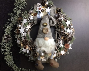 Christmas wreath door gnome 45 cm – handmade & atmospheric