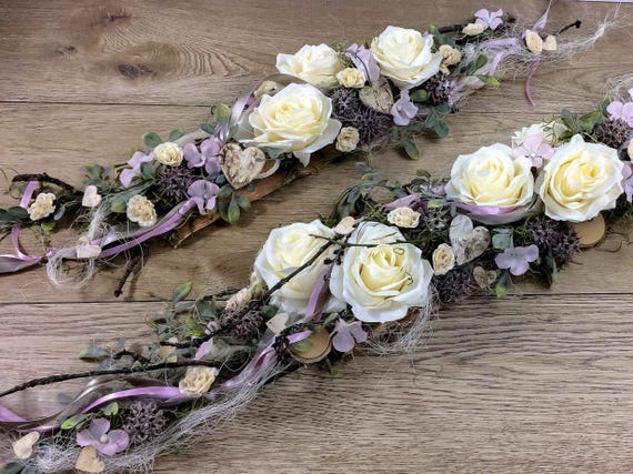 Tischgesteck Eukalyptus Rosen lang – Hochzeit Tischdeko Wunschfarbe