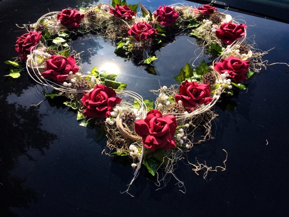 Autoschmuck Hochzeit Motorhaube,Blumen Autoschmuck Braut Paar Rose