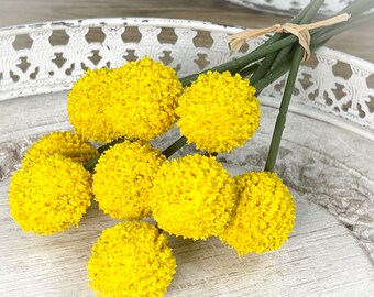 Craspedia bouquet de fleurs en soie artificielle boule jaune artificielle