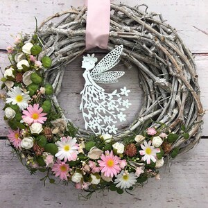 Frühlingskranz Türkranz Kirschblüten Fee – ganzjährig Seidenblumen modern – Türkranz – SarahsFlowerStudio