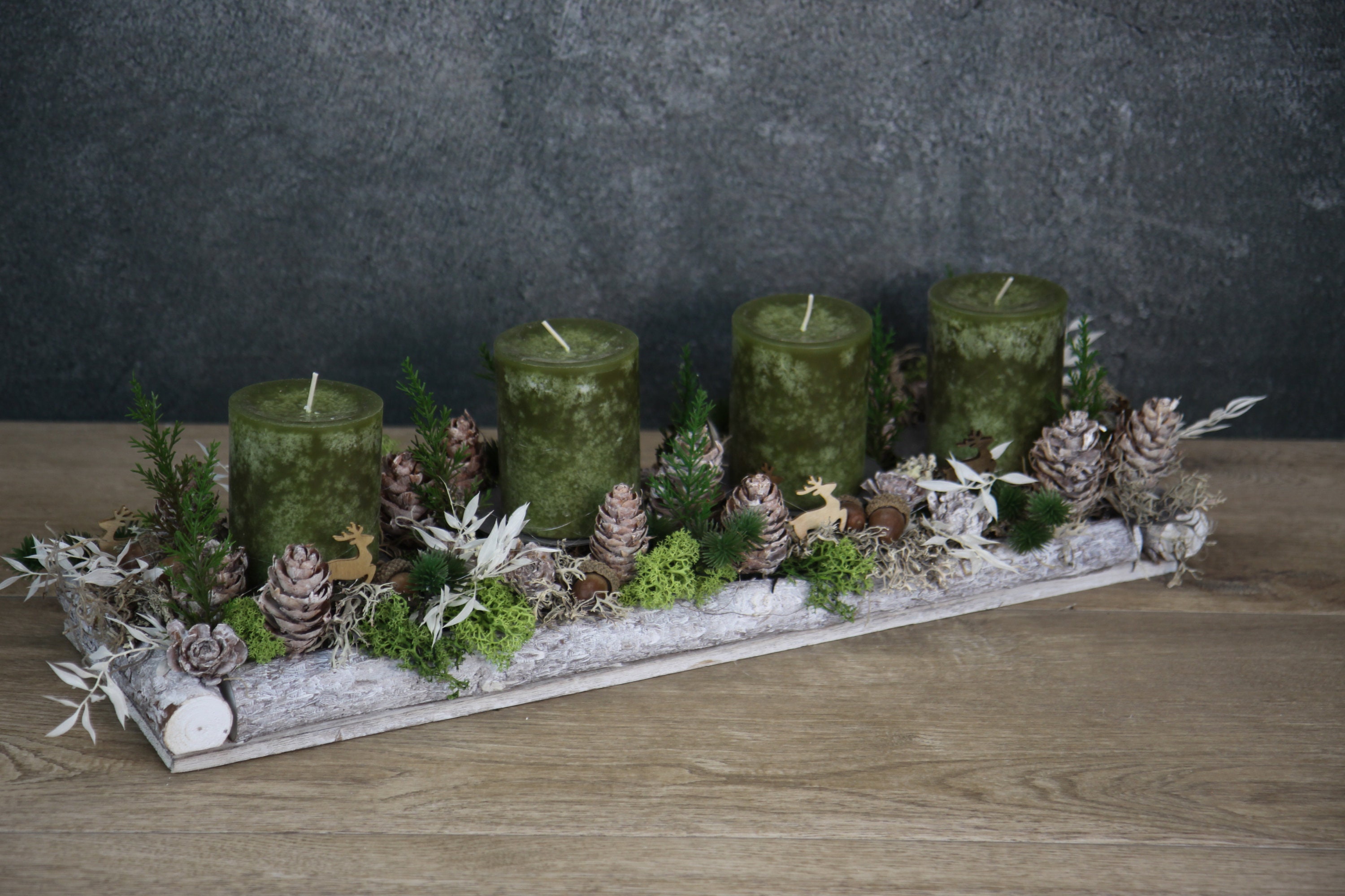 Adventskranz Adventskalender Hirsch Modern Länglich Moos Thuja Etsy.de