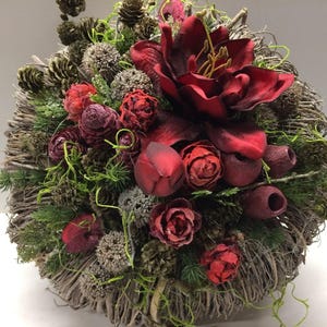 Seidenblumen Grabgesteck Amaryllis – Grabschmuck modern – für Außenber