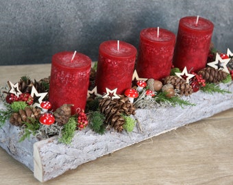 Advent wreath Advent calendar Mushrooms Modern Oblong Apple Stars Acorns Cones