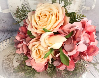 Rosen Hortensien Strauß Rose Hortensie Seidenblumen künstliche künstlich