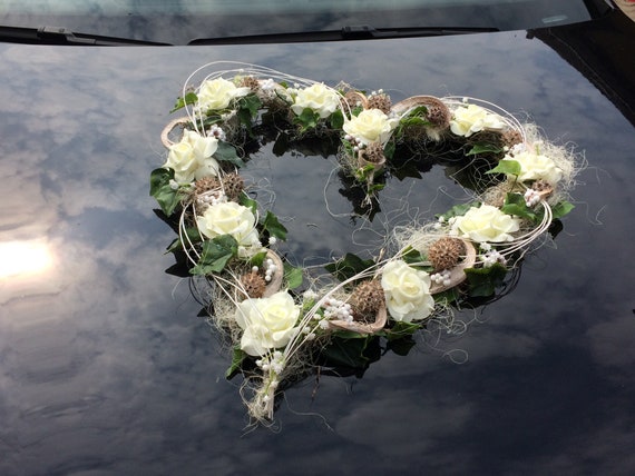Decoración de coche de boda, kit de decoración de rosas para novia y novio,  decoración de coche de boda con flores artificiales, joyería de automóvil