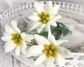 Edelweiss Noble White Branch Flower Branch Real Touch Silk Flowers Artificial Artificial