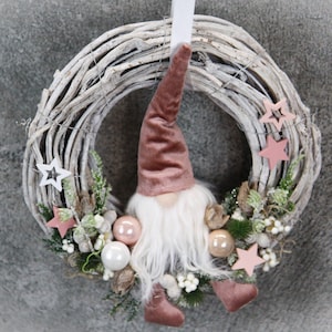 Door wreath door decoration door ornament Christmas willow wreath gnome cone star apple buttons fir ribbon modern