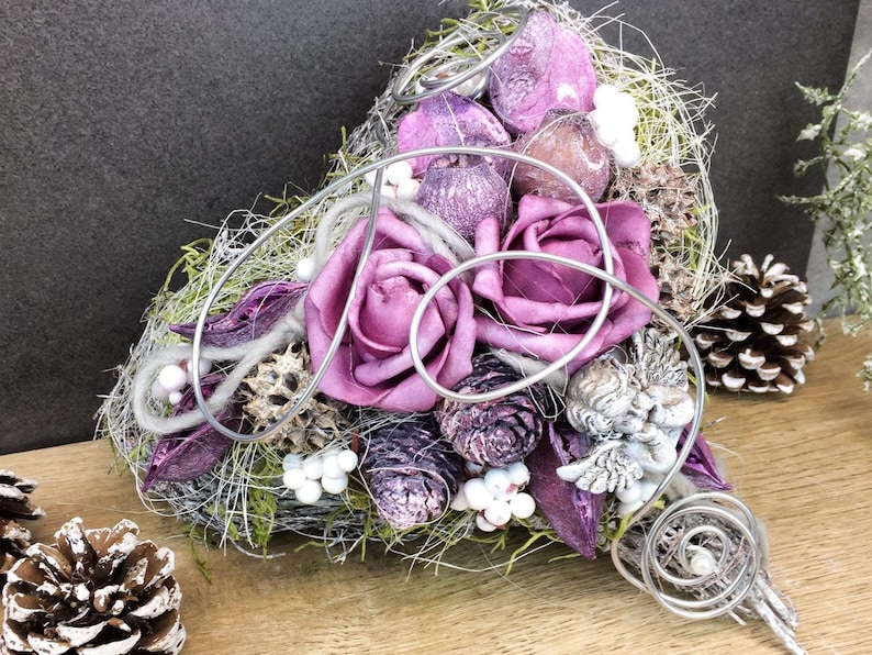 Grabgesteck Grabschmuck Herz Wunschgröße Grabdekoration Grabschmuck Allerheiligen – handgemacht aus Seiden- und Kunstblumen, langlebig & pflegeleicht von SarahsFlowerStudio