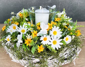 Décoration de table Arrangement de table Printemps Été Toute l'année Arrangement moderne avec verre décoratif et bougie