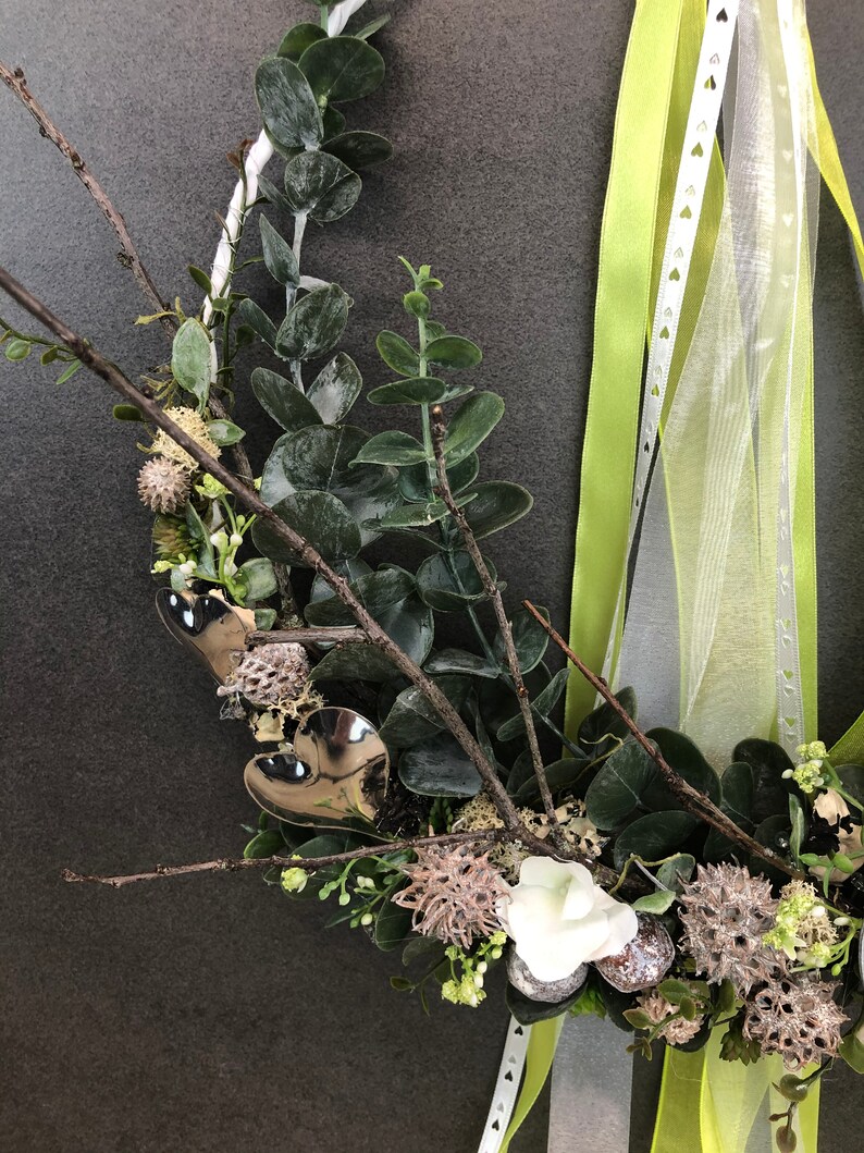 Türkranz Ganzjährig - Boho Herz Mit Trockenblumen & Makramee, 25 Cm