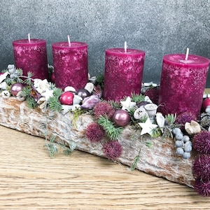 Advent wreath Advent calendar Modern Oblong Berry Erica Stars Acorns Cones