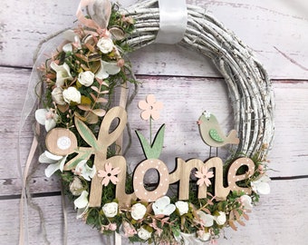 Door Wreath Door Decoration Home Bird Door Decoration Cherry Blossoms Modern Year-Round Door Decoration Autumn