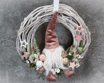 Door wreath door decoration door decoration Christmas willow wreath gnome cones star apple buttons fir ribbon modern