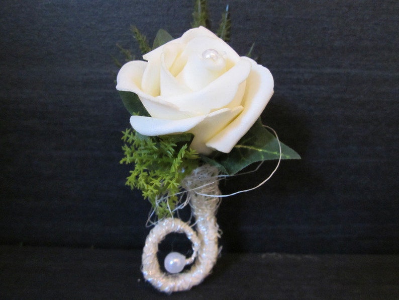 Badge wedding groom rose wedding white pearl brooch image 1