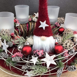 Adventskranz rund mit Wichtel – Gläser Variante langlebig