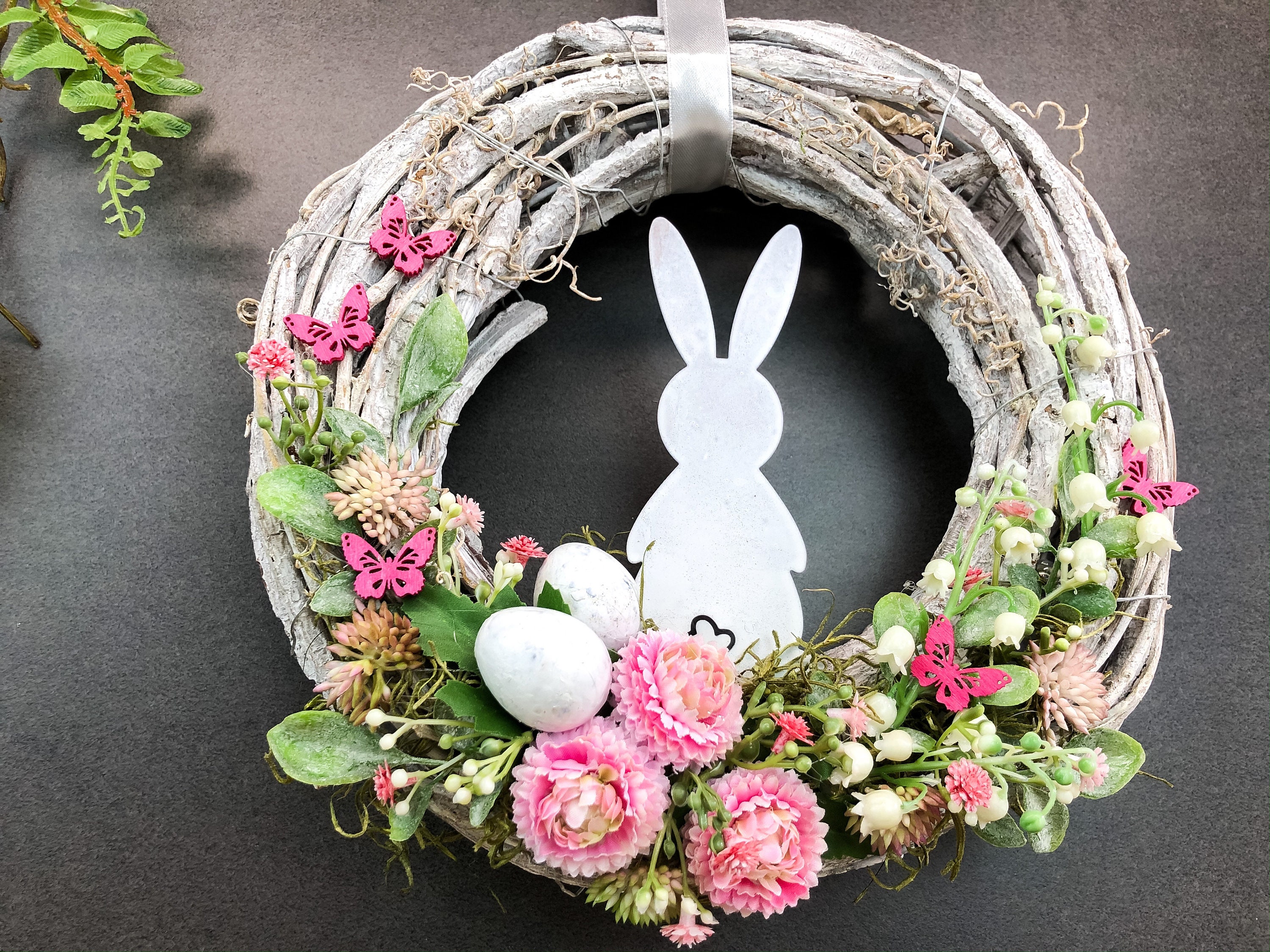 Türkranz Türdeko Türschmuck Lapin de Pâques Lièvre de Muigcule Oeuf Oeufs Porte Bijoux Automne