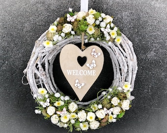 Door wreath door decoration door decoration heart Welcome Modern all year round door jewelry autumn