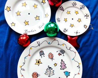 XL Christmas cake stand hand-painted