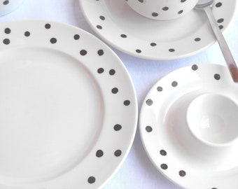 7-piece dining/coffee set hand-painted with dots