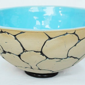 Large Ceramic Bowl Light Blue Handmade Fruit Bowl Salad Bowl Floating Candle Bowl image 2
