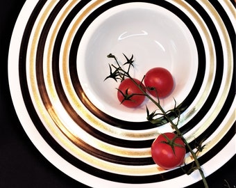 Plate/bowl XXL hand-painted with gold rim