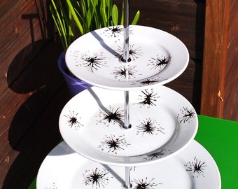 XL cake stand hand-painted porcelain