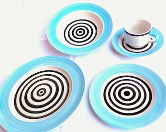 Porcelain dinner/coffee set, 5 pieces hand-painted