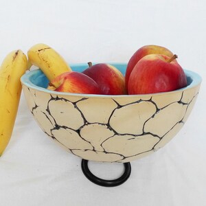 Large Ceramic Bowl Light Blue Handmade Fruit Bowl Salad Bowl Floating Candle Bowl image 1