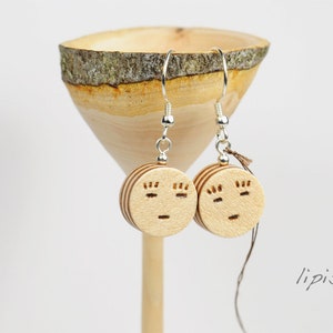 Earrings Face Veneer Woods 925 Silver image 1