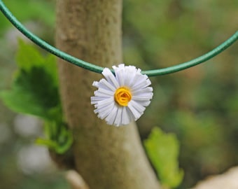 Necklace - daisies on leather strap